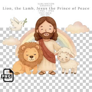 Arche Noah Baby Tiere: Regenbogen Versprechen Aquarell Sublimationsgrafik für Kinderzimmer Drucke, Babyparty Dekor, christliche Kinderkunst, PNG Druck