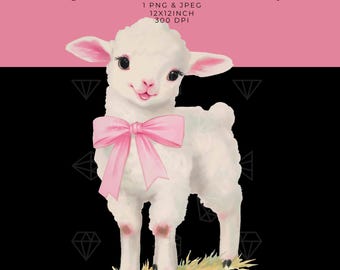 Vintage Easter Lamb Sublimation Graphic: Retro Spring Design (PNG & JPEG
