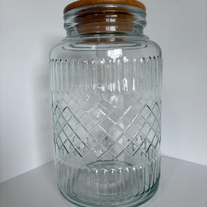 Vintage 1970s John Kilner Glass Storage Diamond-Cut Jar: Farmhouse Decor