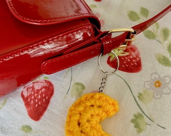 Crochet plush crescent moon keychain in custom colours | bag charm, night, plushie, maximalist