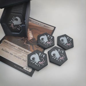 Compact Sized 1/1 Eldrazi Scion Tokens - (set of 18) with Case for Magic The Gathering (MTG)
