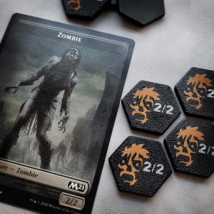 Compact Sized Zombie Tokens - 2/2, 3/3, or 4/4 - (set of 18) with Case for Magic The Gathering (MTG)