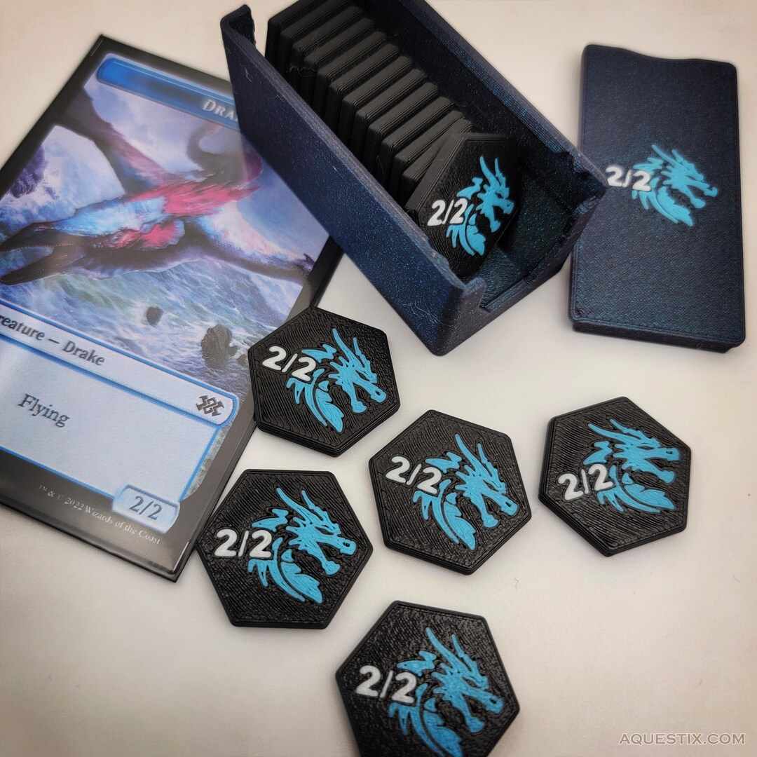 MTG Blue Drake Tokens: 2/2, 18x Tokens With Case - Etsy