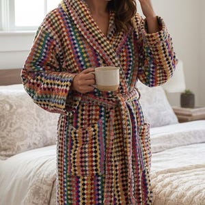 Kleurrijke Turkse katoenen badjas kikkererwten: uniseks badjas met capuchon zonder kwastjes