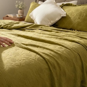 Waffel Decke aus 100% Baumwolle mit Quasten, leichte Boho Queen, King Bed Cover Bild 1