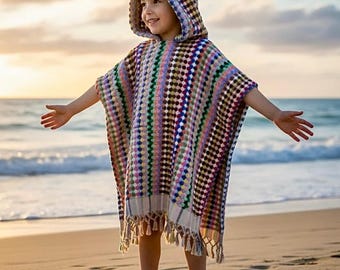 Poncho de playa para niños: bata de algodón turco con capucha para piscina