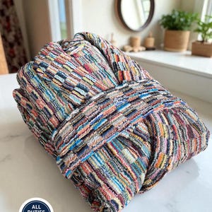 Multicolor Turkish Cotton Bathrobe: Handwoven Organic Cotton Robe