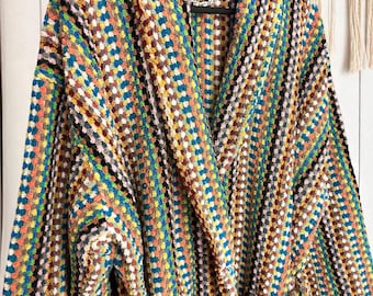 Multicolor Turkish Cotton Bathrobe: Handwoven Chickpea Pattern Robe