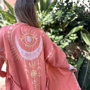 Mystic Eye Kimono Robe: Cotton Muslin Festival Cover-Up