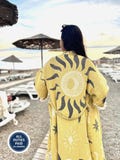 Sun & Moon Jacquard Muslin Kimono with Pockets, Handwoven Cotton Boho Robe product logo