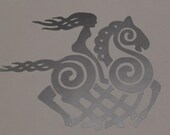Sleipnir SET of 2 Viking goddess silver vinyl  decals