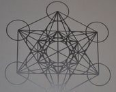 Metatron's cube sacred geometry silver vinyl decal