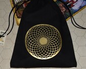 Torus sacred geometry tarot dice black bag
