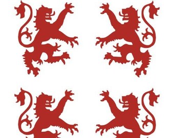 Scottish lion SET of 4 red 2" vinyl decals