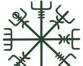 Icelandic Viking vegvisir rune dark green vinyl decal