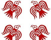Viking raven SET of 4 red vinyl decal