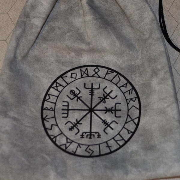 Viking compass vegvisir futhark rune dice bag