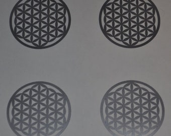 Flower of life SET of 4 silver vinyl decal