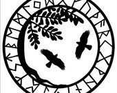 Viking yggdrasil ravens black vinyl decal
