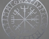 vegvisir Viking compass protection runes talisman silver vinyl decal