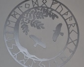 Viking yggdrasil ravens silver vinyl decal