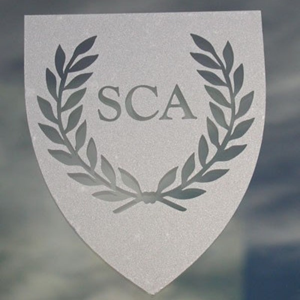 SCA heraldic shield etched glass vinyl decal