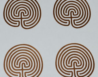 Labyrint SET van 4 koperen klassieke 7-circuit vinylstickers