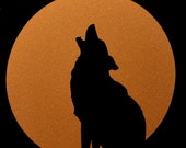 Wolf coyote moon totem copper vinyl decal