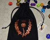 Scottish thistle black Celtic tarot rune dice bag