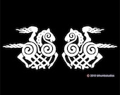 Viking Sleipnir goddess white vinyl SET of 2 decals