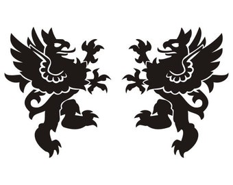 Rampant griffin black heraldic vinyl decals