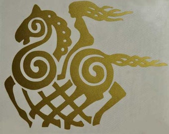 Viking Sleipnir goddess gold vinyl decal