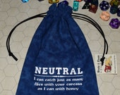 NEUTRAL Dungeons and Dragons game blue dice bag