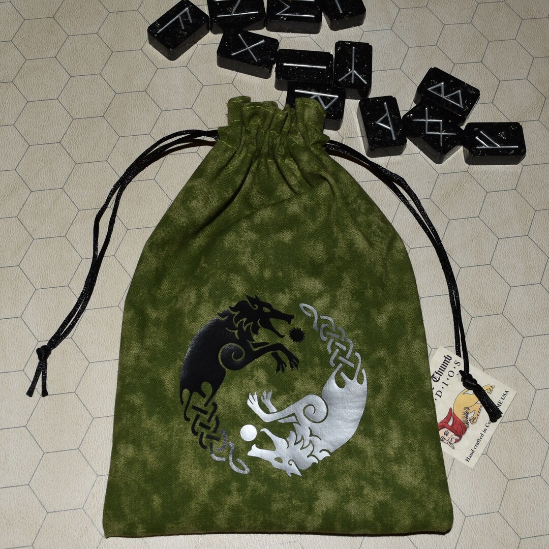 Viking Wolf Skoll Hati Rune Dice Bag - Etsy