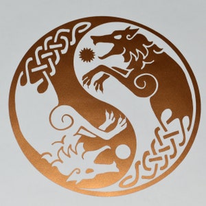 Viking wolf Skoll Hati yin yang copper vinyl decal