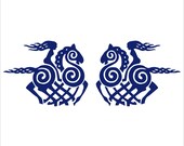 Viking Sleipnir goddess cobalt blue vinyl SET of 2 decals