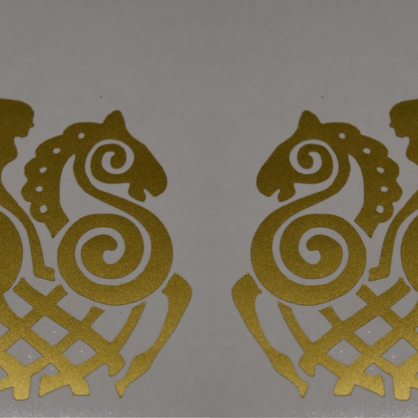 Viking Sleipnir goddess 2.3" gold vinyl SET of 2 decals