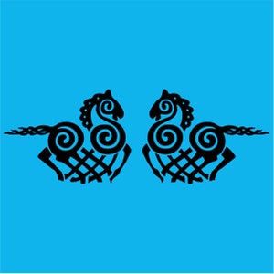 Sleipnir SET of 2 black Viking Odin vinyl decals