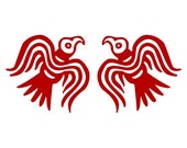 Viking ravens SET of 2 red vinyl decal