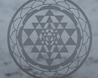 Sri Yantra etched glass vinyl decal sacred geometry