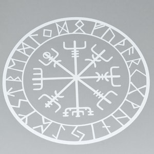 Vegvisir REFLECTIVE viking compass talisman white vinyl decal