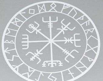 Vegvisir REFLECTIVE viking compass talisman white vinyl decal