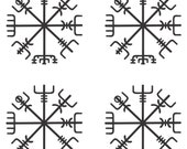 Vegvisir SET of 4 MATTE BLACK Viking rune vinyl decal