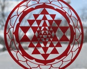 Sri Yantra transparent red vinyl decal sacred geometry