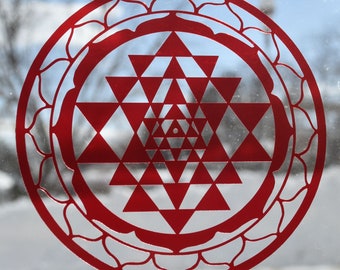 Sri Yantra transparent red vinyl decal sacred geometry