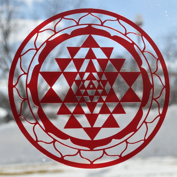 Sri Yantra transparent red vinyl decal sacred geometry