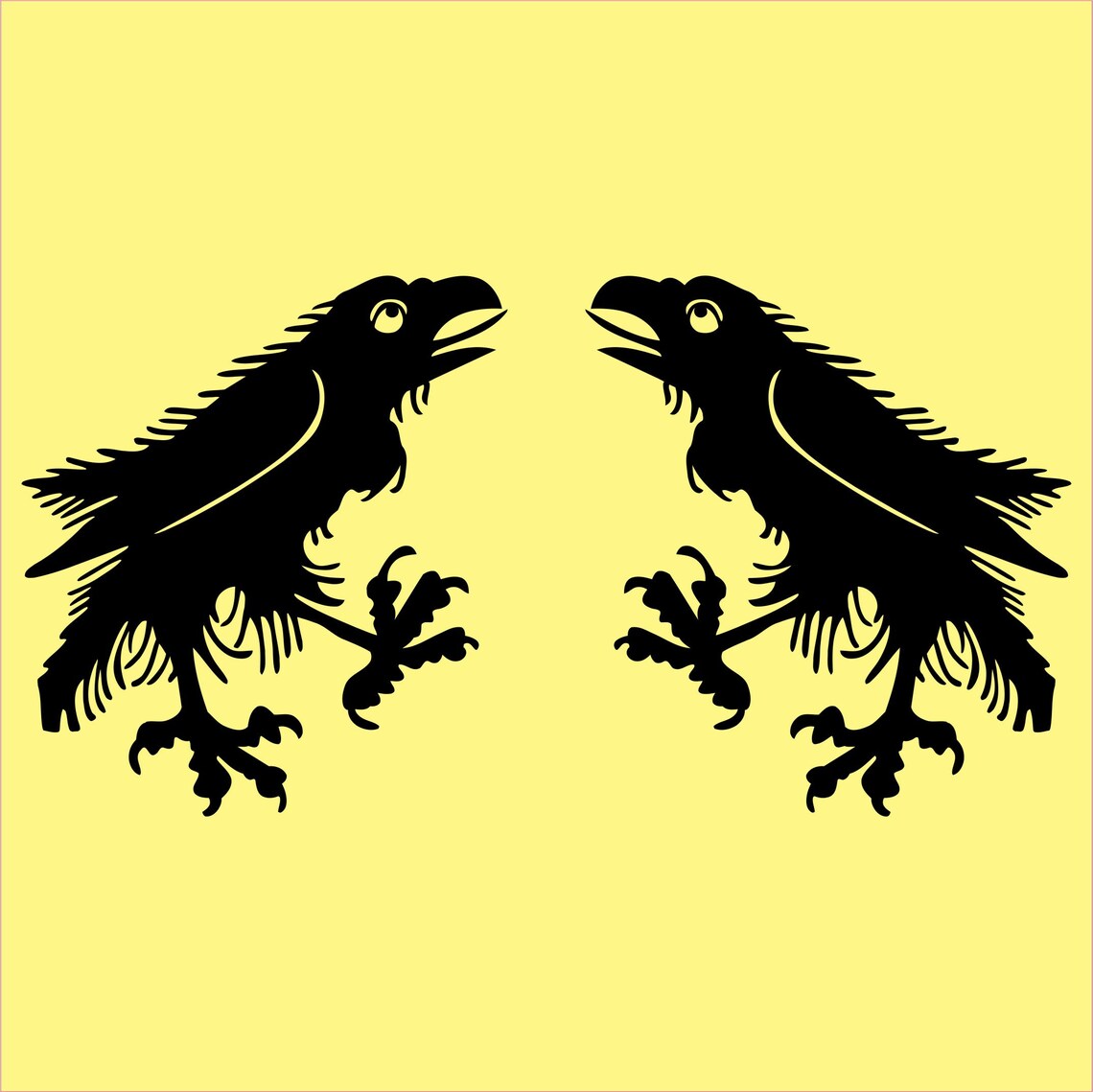Passant raven black medieval heraldic vinyl decals | Etsy