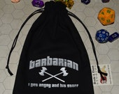 BARBARIAN Dungeons and Dragons game dice bag