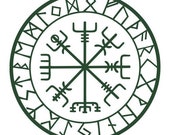 vegvisir Viking  compass protection runes talisman dark green vinyl decal