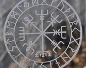 Viking protection runes vegvisir compass talisman etched glass vinyl decal